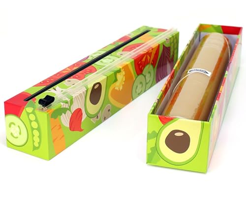 Chicwrap Veggies Refillable Plastic Wrap Dispenser - Includes One 12" x 250' Roll of Professional Grade Plastic Wrap - BPA Free and Kosher Certified - Reusable Dispenser w/Slide Cutter - style: Veggies