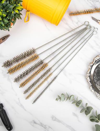 7pcs Brass Wire Brushes Set, 12 inch Pipe Cleaner Brush | Parts Cleaning Brush Bore Brushes for Tubes, Cylinders, Bottle, Auto Parts (6mm/8mm/10mm/12mm/15mm/18mm/20mm) - style: BrassWireBrush7PCS