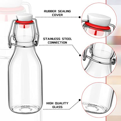 EBOOT Flip Top Glass Bottles with Caps Beer Clear Swing Top Glass Vinegar Kombucha Bottles with Stoppers Airtight Lids for Wedding Themed Baby Shower Christmas Gifts(24 Pcs,5 oz) - size: 5 oz