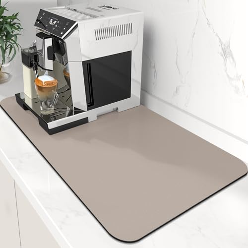 WISELIFE Coffee Mat Super Absorbent Dish Drying Mat Coffee Bar Accessories Match with Machine Large Drying Mats for Kitchen Counter 12" W x 19" L, Khaki - color: Khaki, size: 16" x 24"
