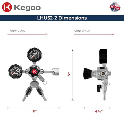 Kegco Elite Series Dual Gauge CO2 Draft Beer Regulator, 2 Product, Chrome