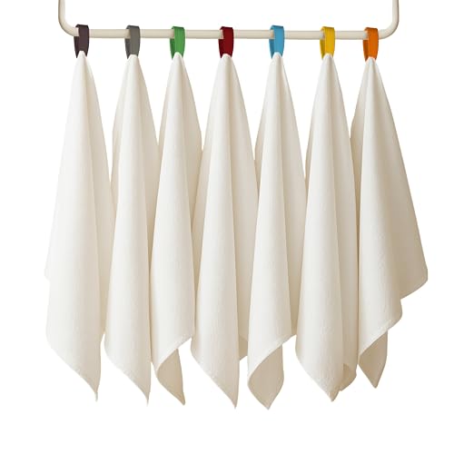 7-Pack Flat Flour Sack Towels – 100% Cotton Kitchen Dish & Tea Towels for Crafting, Embroidery, Baking & Bread Proofing – Thick, Absorbent, Quick-Drying – White (28x28) - color: White, size: 28"x28" - Color Ribbon