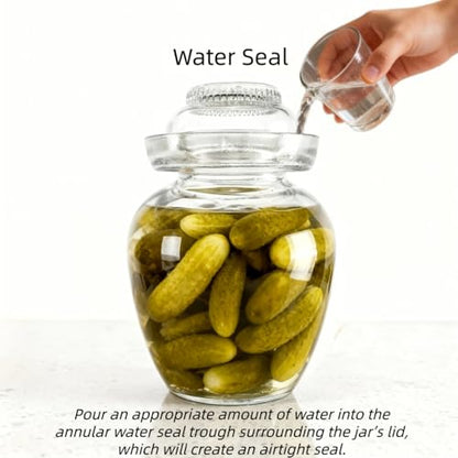 Fermentation Jar, 2.5 Liter Pickle Kimchi Jar with Water Seal Lid | Food Grade, Clear Glass, Wide Mouth, for Making Pickles Kimchi Sauerkraut and Fermenting Vegetables Fruits, Wine Brewing - size: 0.66 Gallon