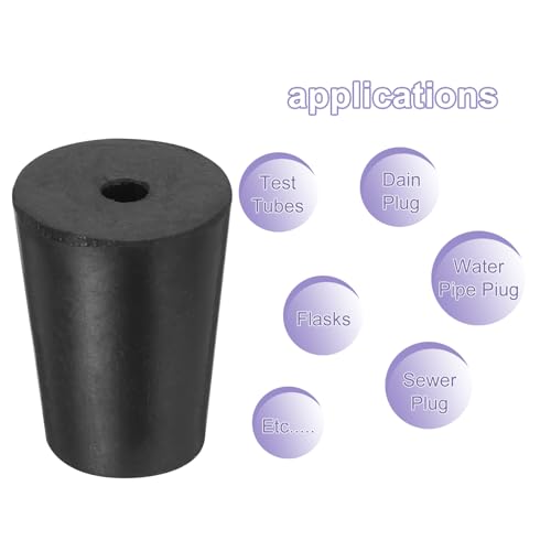 MECCANIXITY Rubber Tapered Plug 14mm to 19mm Solid Test Tubes Bungs Stopper with Hole Black for Lab Home 16 Pieces - size: 14mm-19mm