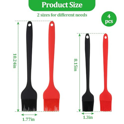 4 PCS Silicone Basting Pastry Brush,Heat Resistant Cooking Brush for Oil Butter Sauce,Premium Cooking Brush for Sauce Marinade Meat Glazing - size: 4 PCS