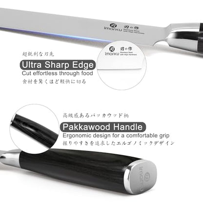 imarku Chef Knife - Pro Kitchen Knife 8 Inch Chef's Knives Japanese SUS440A Stainless Steel Sharp Paring Knife with Ergonomic Handle, Black Handle, Birthday and Thanksgiving Gifts - color: Deep Black