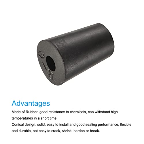 MECCANIXITY Rubber Tapered Plug 13mm to 17mm with Hole Test Tubes Bungs Stopper Black for Lab Home 5 Pieces - size: 13mm - 17mm