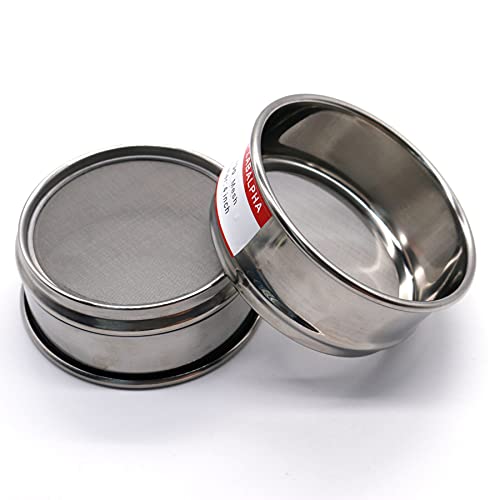 LABALPHA 200 Mesh Lab Sieves, Test Sieve #200 Mesh, 4'' Diameter, 304 Stainless Steel Wire Cloth (0.075mm) - size: 200 mesh (0.075mm)