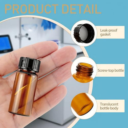 10 Pack 10ml Amber Small Liquid Sample Glass Vials with Screw Caps, Leak-Proof Vial, Small Sample Bottles with PE Liners for Lab, Essential Oil, Perfume, Holy Oil - style: 10ML 10pcs