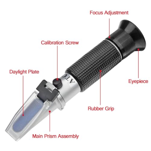 4-in-1 DEF Antifreeze Coolant Refractometer for Automobile Antifreeze System, Diesel Exhaust Fluid, Battery Acid and Windshield Washer Fluid