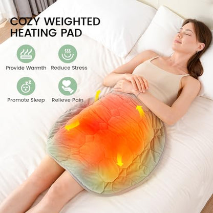 immtree Weighted Heating Pad for Period Cramps, 29" x 24" Extra Large Electric Heated Pads 5 lbs, Back Shoulder Knee Abdomen Pain Relief, Soft Warm Heavy Lap Blanket, Grey Green - color: Sage Green, size: 29"x24" 5 Pound