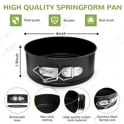 ZeroPone 4 Pack Mini Springform Pan Set, 4 Inch Non-stick Cheesecake Pan, Spring Form Pans for Baking, Springform Pans with Removable Bottom, Round Cake Pans, Small Cake Mold for Mini Cheesecake Pizza - size: 4 Inch - 4 Pack