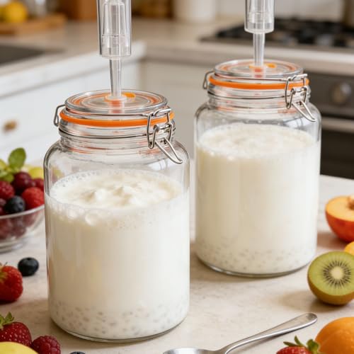 Pack of 2 Excellent Glass Fermentation Canisters with Professional Airlocks Ensuring Color Stable Fit Fermentation Process Kombucha Jar