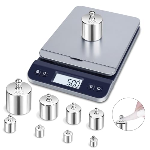 QP Calibration Weights 1000g, 8PCS OIML Class M1 High Precision Scale Calibration Weight Set, 10g 20g 50g 100g 200g 500g Calibration Weight with Tweezers for Digital Scale, Gram Scale, Lab Scale - size: 1000g Set