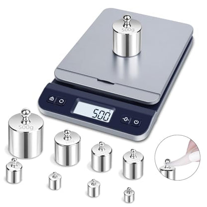 QP Calibration Weights 1000g, 8PCS OIML Class M1 High Precision Scale Calibration Weight Set, 10g 20g 50g 100g 200g 500g Calibration Weight with Tweezers for Digital Scale, Gram Scale, Lab Scale - size: 1000g Set