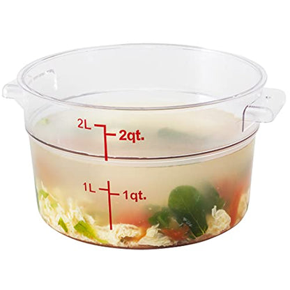 Restaurantware Met Lux 2 Quart Food Storage Containers 10 Round Commercial Storage Containers - Lids Sold Separately With Volume Markers Clear Plastic Food Prep Buckets Space-Saving Storage - size: 2 qt, style: 10 Count