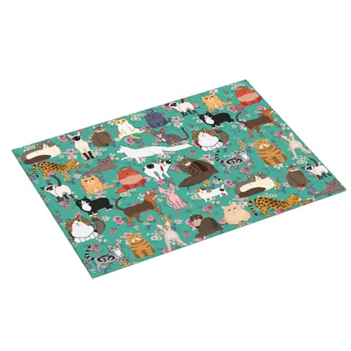 Cat Dish Drying Mat For Kitchen Microfiber Drying Mats Absorbent Reversible Dish Pad Draining Mats For Countertop Coffee Mats 18x24 Inch - color: Cat