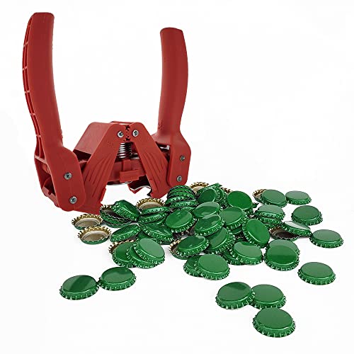 Chicago Brew Werks Double Lever Capper with Green Crown Oxygen Barrier Beer Bottle Caps