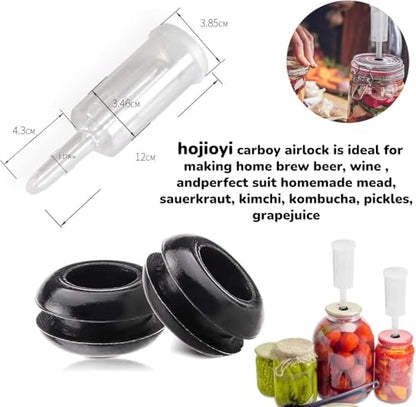3-Piece Airlock 5-Pack with 5PCS #6 Stoppers, 5pcs Silicone Loops & 10PCS Grommets – Complete Fermentation Kit for Home Brewing Beer, Wine, Kombucha, Sauerkraut, Kimchi & More