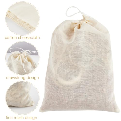TUZAZO 24 Pcs Muslin Bags with Drawstring 6 x 8 inch, Reusable Spice Bags for Cooking Soup, Natural Cotton Unbleached Cheesecloth Bag for Straining, Bone Broth Brew Herb Sachet Bag Empty - size: 6x8 inch, 24 pcs