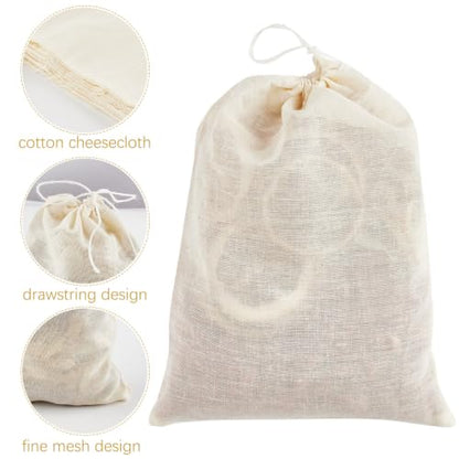 TUZAZO 24 Pcs Muslin Bags with Drawstring 6 x 8 inch, Reusable Spice Bags for Cooking Soup, Natural Cotton Unbleached Cheesecloth Bag for Straining, Bone Broth Brew Herb Sachet Bag Empty - size: 6x8 inch, 24 pcs