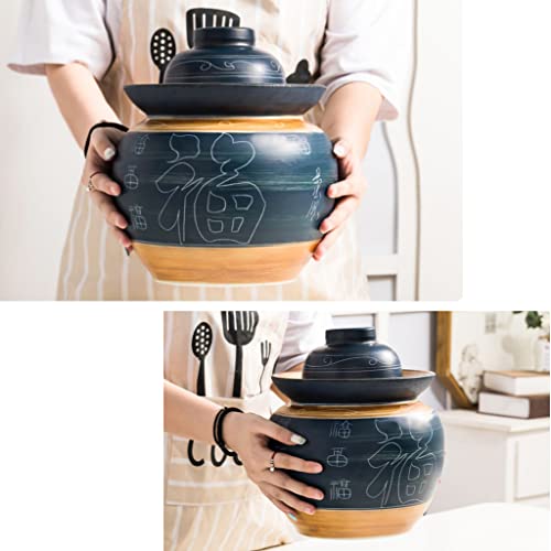 ZHOUXIAO Retro Traditional Chinese Porcelain Pickle Jar, Ceramics Fermentation Crock Pickling Pot,Fermenting Jar with Water Seal Airlock Lid Stoneware Fermenter for Kimchi Sa 3.5KG