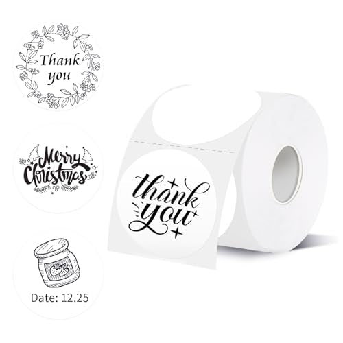 starboling Thermal Labels,2 Inch White Round Thermal Printer Stickers,Self-Adhesive Round Direct Thermal Labels,Thermal Stickers for DIY Logo Design,Name Tag (500/Roll） - color: White, size: 2 inches