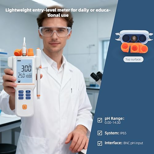 PH110B Digital pH Meter for Water Testing IP65 Waterproof Portable pH Tester ±0.03pH Accuracy Auto Calibration for Drinking Water Pool Aquarium Lab Hydroponics - style: Basic Portable Model
