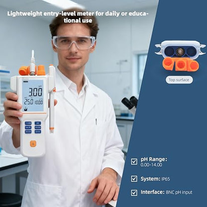 PH110B Digital pH Meter for Water Testing IP65 Waterproof Portable pH Tester ±0.03pH Accuracy Auto Calibration for Drinking Water Pool Aquarium Lab Hydroponics - style: Basic Portable Model