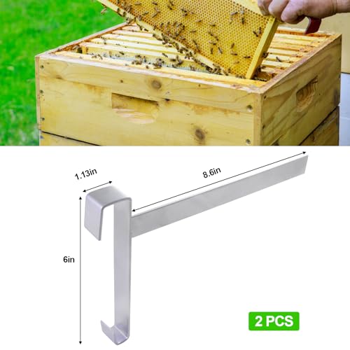 KIBBEH 2 Pieces Beehive Frame Holder, Durable Stainless Steel Beehive Frame Perch, Bee Hive Frame Grip for Beekeeper, Beehive Frame Grip Accessory Tools