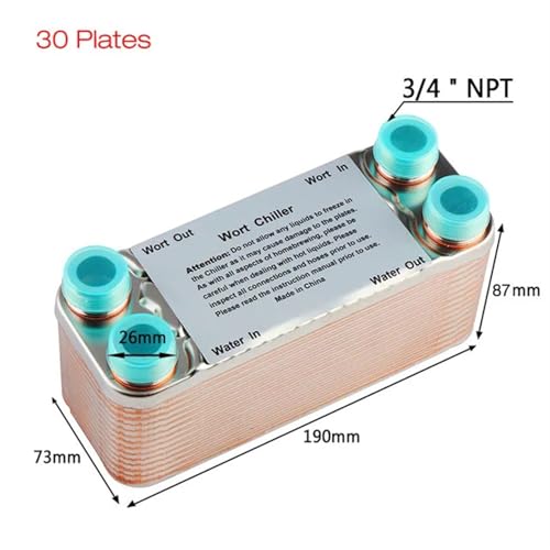 20/30/40 Plates Heat Exchanger Wort Chiller, Stainless Steel Counter Flow Chiller Bar Beer Cooler Tools(30 Plates B) - color: 30 Plates B