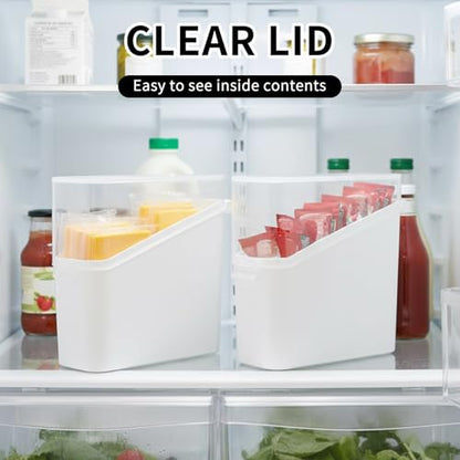2-Pack Airtight Sliced Cheese Containers for Refrigerator, White Food Storage Holders with Clear Lids to Keep Cheese Fresh - Compact & Stackable