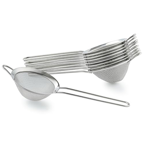 9 Pack Fine Mesh Strainer, OLULU Stainless Steel Cocktail Strainer Set with Handle for Tea, Coffee, Juice – Dishwasher Safe