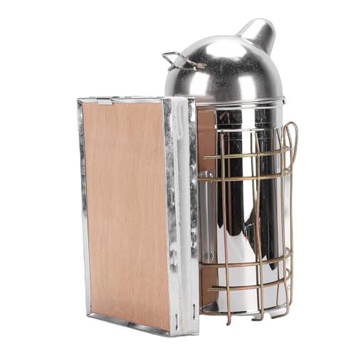 ANGGREK Bee Smoker, Stainless Steel Beekeeping Tool with Heat Guard, Safe to Use for Novice and Experienced Beekeepers (Round Nozzle 800g A)