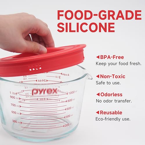1 Pack Silicone Replacement Lids, Only Fit For Pyrex 8-Cup Tempered Glass Liquid Measuring Cups, Reusable & Food-Grade Silicone, Dishwasher & Microwave Safe (Cups not Included) - size: Lids For 8-Cup