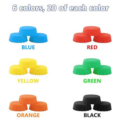120 PCS Silicone Rubber Bottle Caps, 6 Colors Reusable Beer Caps for Home Brewing Beer, Soft Drink, Wine Bottle, Beer Bottle, Soda Bottles Kitchen Gadgets