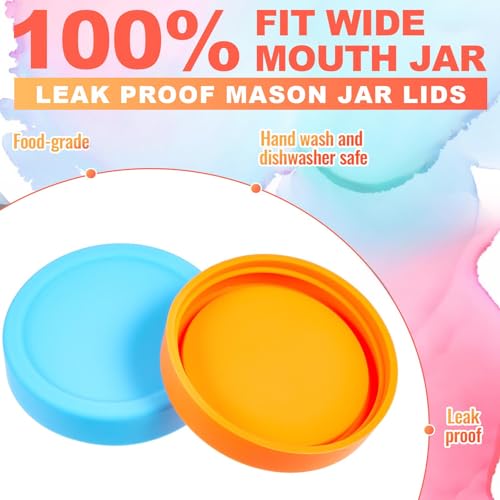 Teenyyou 12 Pcs Mason Jars 6 Wide and 6 Regular Mouth Lids Mason Jar Lids Thickened Leak Proof Lid for 86mm, 70mm Wide and Regular Mouth, Reusable Canning Jar Caps(Red Orange Yellow Green Blue Purple) - color: Red ,Orange ,Yellow, Green, Blue, Purple, siz