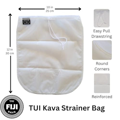 Traditional Kava Strainer Filter | 75 Micron Nylon Commercial Food Grade Quality | BPA-Free | Nut Milks | 10 x 12 inch | Draw string | Durable | Reusable | Environment friendly packaging