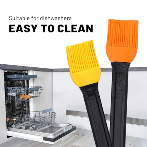 AmoreAngel CRAFTS 14in 2 Tone Silicone Basting Brush, Non-Slip Long Handle | This brush is ideal for high‑heat cooking BBQ, grilling, roasting as well as everyday saucing, egg washing, and basting
