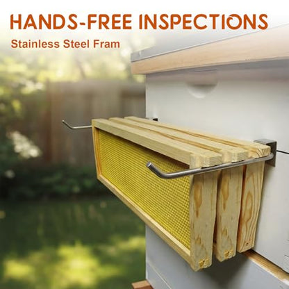 Blulu 2 Pack Stainless Steel Bee Hive Frame Holders Hold 3 Full Beehive Frame Support 18 x 12 x 4 Inches Beekeeping Supplies Holder Stand Support Perch for Honey Harvesting Inspection