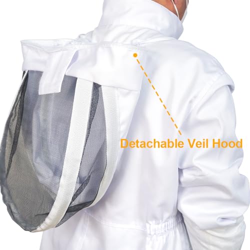 Professional Beekeeping Suit with Veil Hood – Breathable Sting-Proof Cotton, Includes Sheepskin Gloves & Reinforced Mesh, for Apiary, Backyard, Wasp Nest Removal, XL - size: XL for 5'7"-5'11"