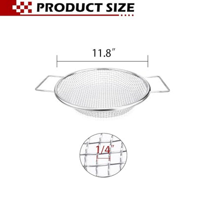 Round Soil Sifter (1/4-inch Mesh) Stainless steel with handle for 5-Gallon Bucket,Commonly Used with Soil, Sand, Gravel, and Other Media，Easy to Feel, Galvanized Without Rusting