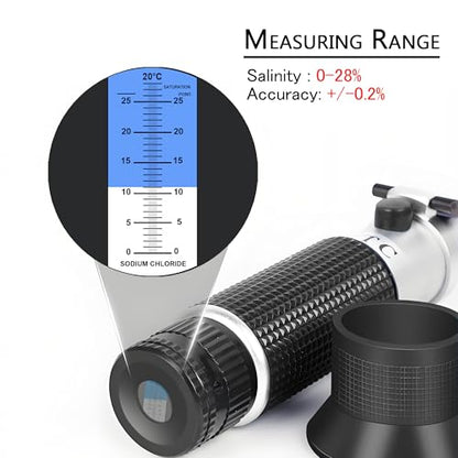 Sodium Chloride Refractometer,V·RESOURCING 0~28% Salt Analyzer Tester Salinometer for Food Salinity Measurement of Pickles - color: Sodium Chloride Refractometer( 0-28% )