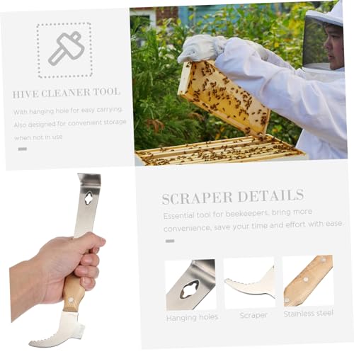 LIOOBO Beehive Frame Scraping Cleaner Beekeeping Suit Tool Hive Lifter Stainless Steel Pig Tail Knife Quick Safe Cleaning