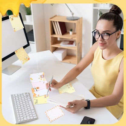 Chiisong 12 Pieces Bee Sticky Notes Bee Notepads Gifts 3x4 Inch Adhesive Honey Memo Notes for Women to Do List for Memo Reminder List for Office Home Supplies Teachers Gift - style: Bee Style