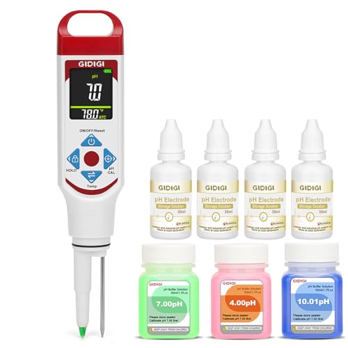 pH Meter for Food with pH Electrode Storage Solution Digital pH Tester with ATC for Fermentation Hot Sauce Cosmetics