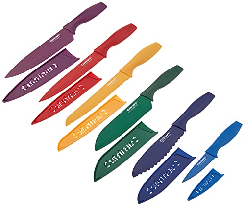 Cuisinart C55-12PCKSAM 12-Piece Ceramic Coated Stainless Steel Knives, Comes with 6-Blades and 6-Blade Guards, Color Coded to Reduce Risk of Cross Contamination, Jewel - color: Color: Multi-Color