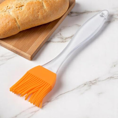 Generic 1Pcs Pastry Brush 30g Large Crystal Handle Brush Color Block Dishwasher Safe Silicone PP Orange Clear 20.5x4cm