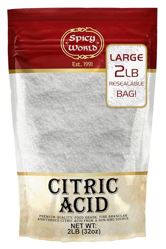Citric Acid 2 LB Bag - 100% Pure, Food Grade & Non-GMO - Citric Acid Powder For Cleaning, Bath Bombs, Preserving - Fine Granular by Spicy World - size: 2 Pound (Pack of 1)
