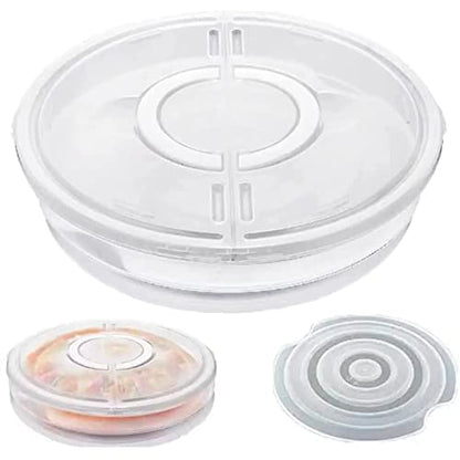 12inch 2 Pack Food Storage Container with Lid and Handle, Reusable 2 Compartments Pizza Slice Storage Container, Round Pie Carrier Leftover Pizza Keeper for Food Cake Cheesecake Tortilla Pastry